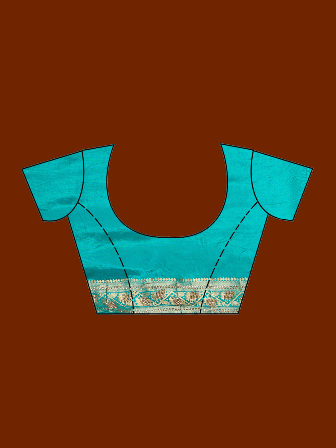 Turquoise Blue Silk Jaal Stonework Saree With Matching Blouse Piece