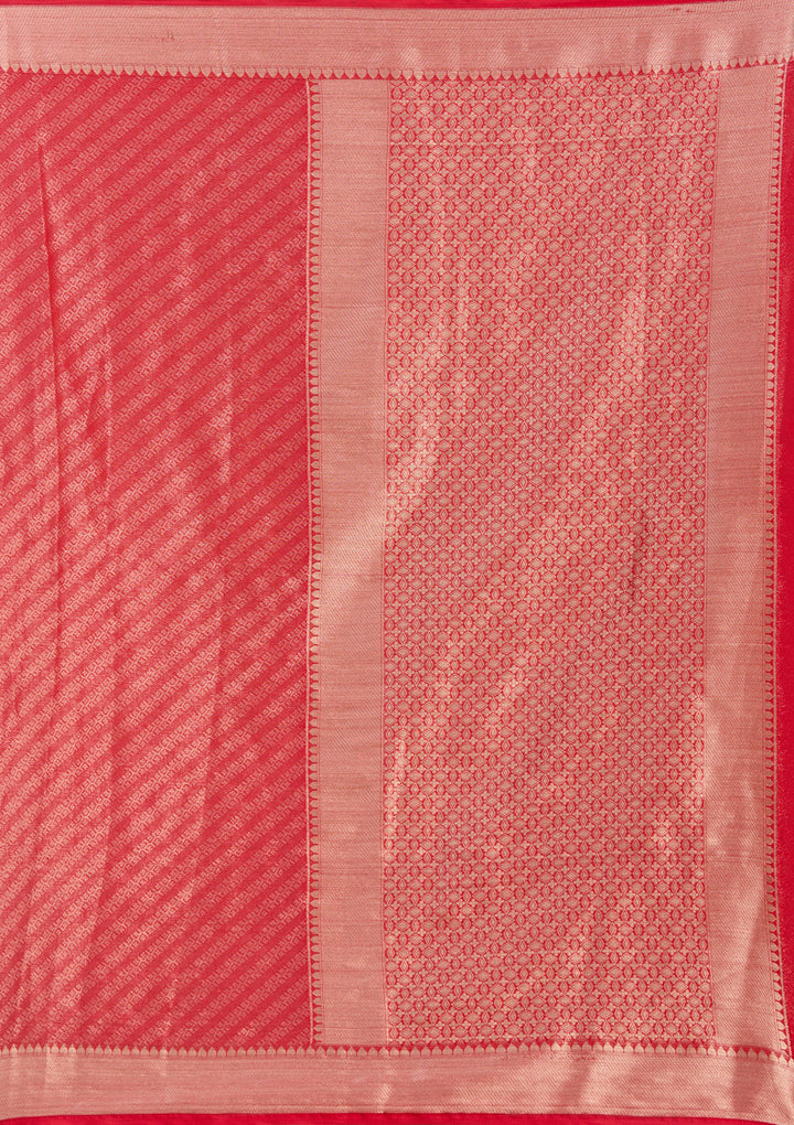 Red Georgette Banarasi Gold Zariwork Saree With Matching Blouse Piece