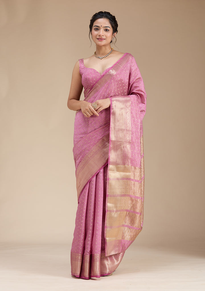 Lavender Zariwork (Gold) Tussar Silk Saree