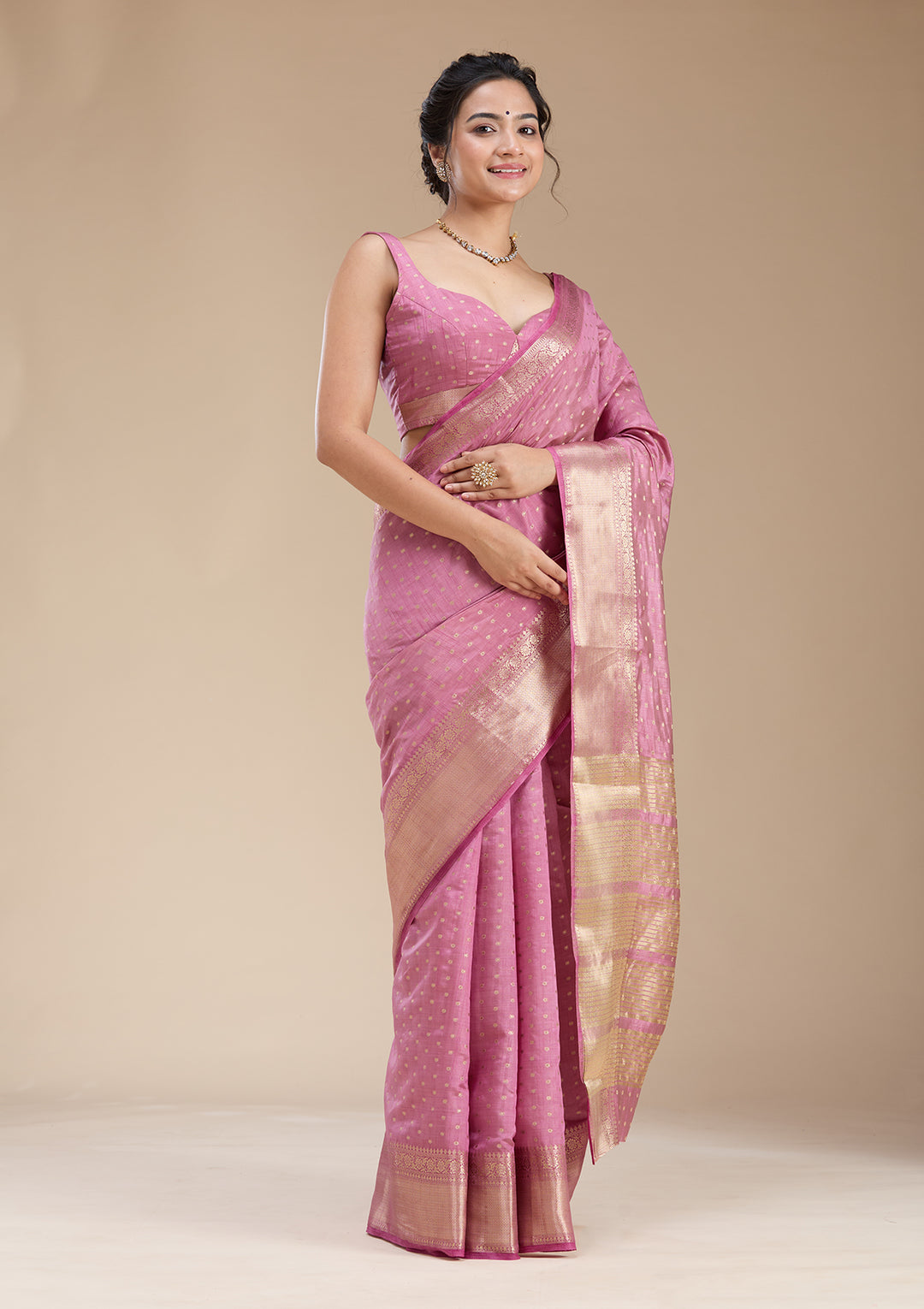 Lavender Zariwork (Gold) Tussar Silk Saree