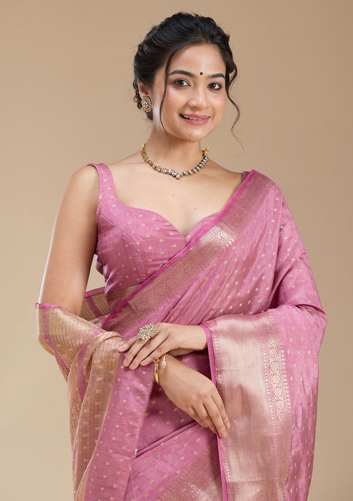 Lavender Zariwork (Gold) Tussar Silk Saree