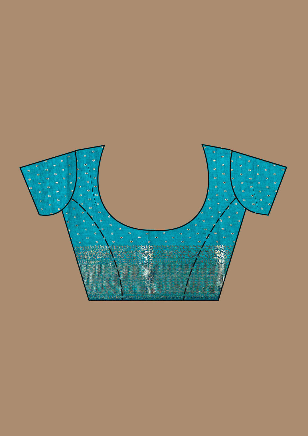 Turquoise Blue Tussar Buti Gold Zariwork Saree With Matching Blouse Piece