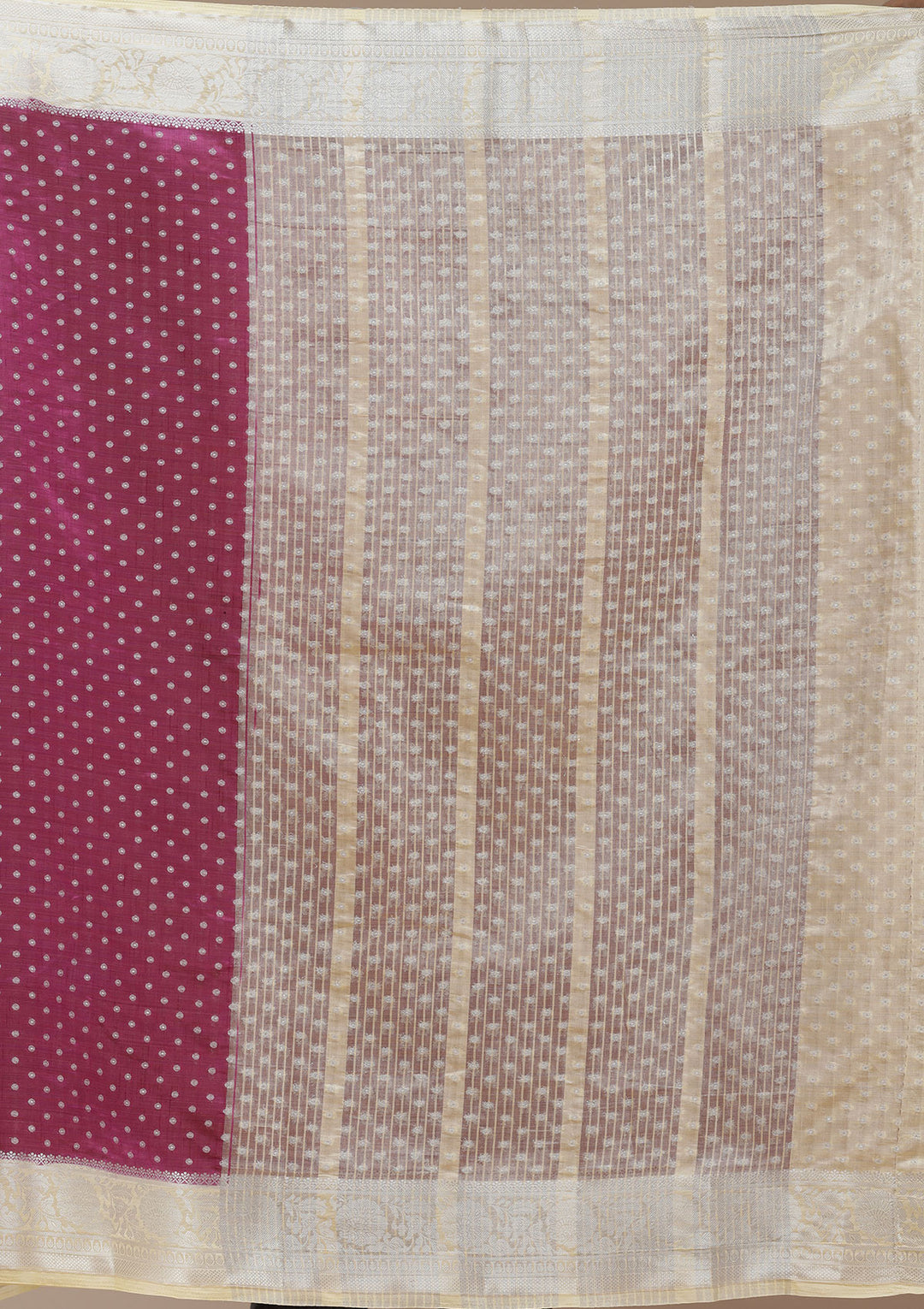 Wine Tussar Buti Silver Zariwork Saree With Matching Blouse Piece