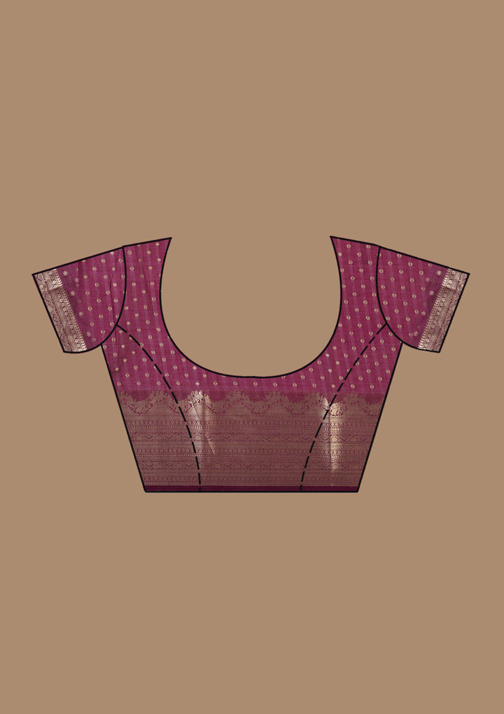 Brown Silk Buti Gold Zariwork Saree With Matching Blouse Piece