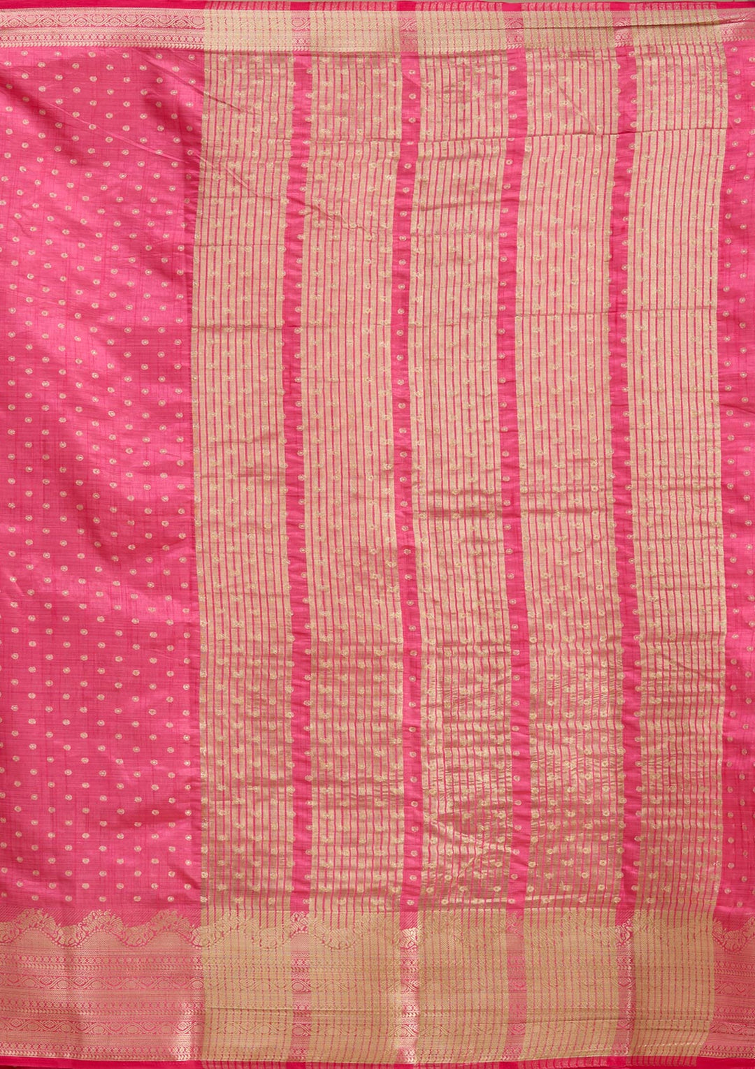 Pink Silk Buti Gold Zariwork Saree With Matching Blouse Piece