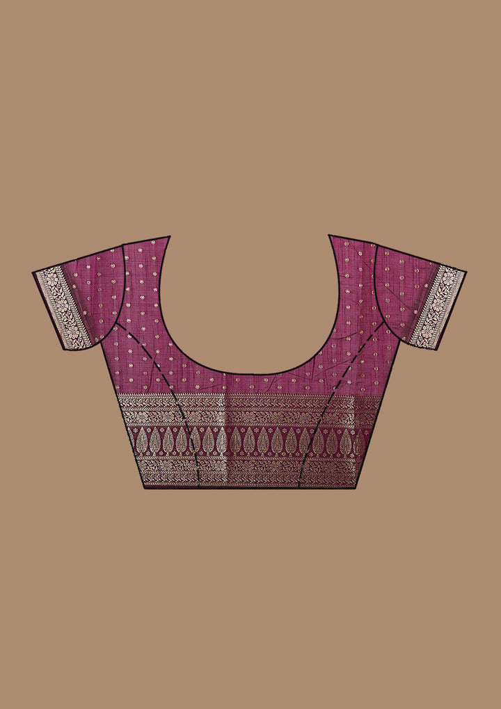Maroon Silk Buti Gold Zariwork Saree With Matching Blouse Piece