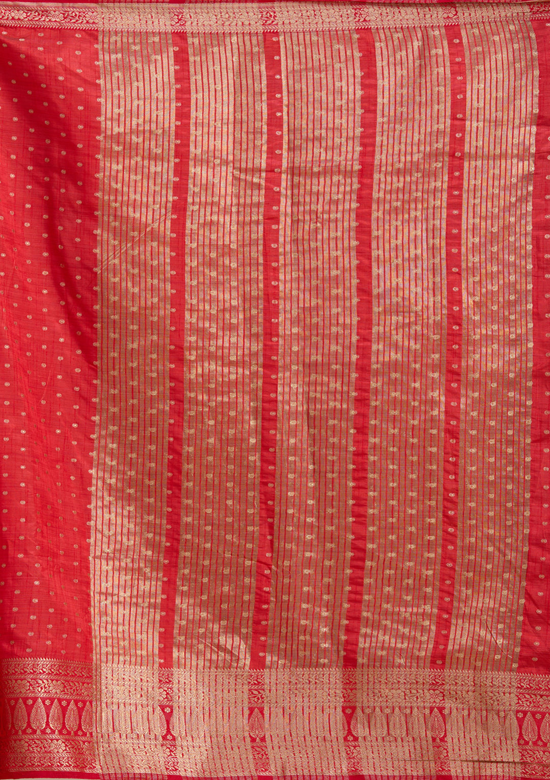 Red Silk Buti Gold Zariwork Saree With Matching Blouse Piece