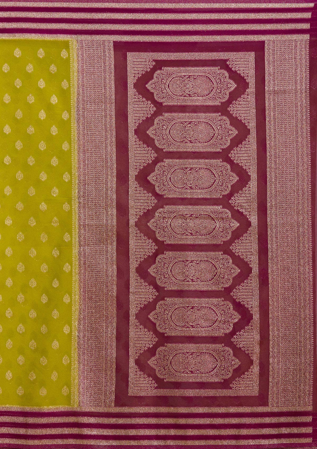 Parrot Green Zariwork (Gold) Georgette Silk_Saree