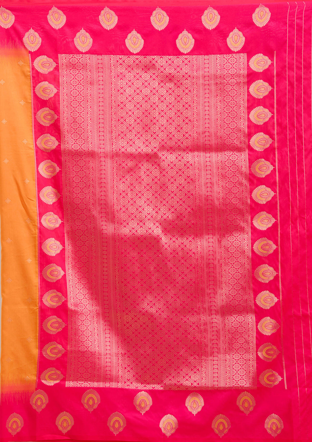 Orange Silk Buti Gold Zariwork Saree With Matching Blouse Piece