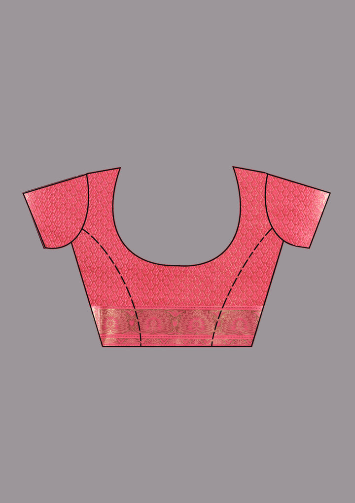 Pink Silk Jaal Zariwork Saree With Matching Blouse Piece