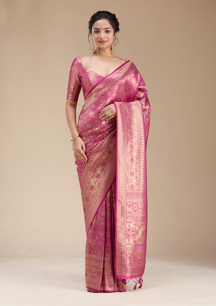 Rani Pink Banarasi Silk Saree
