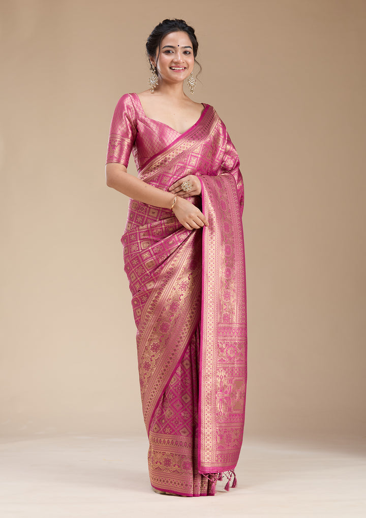 Rani Pink Banarasi Silk Saree