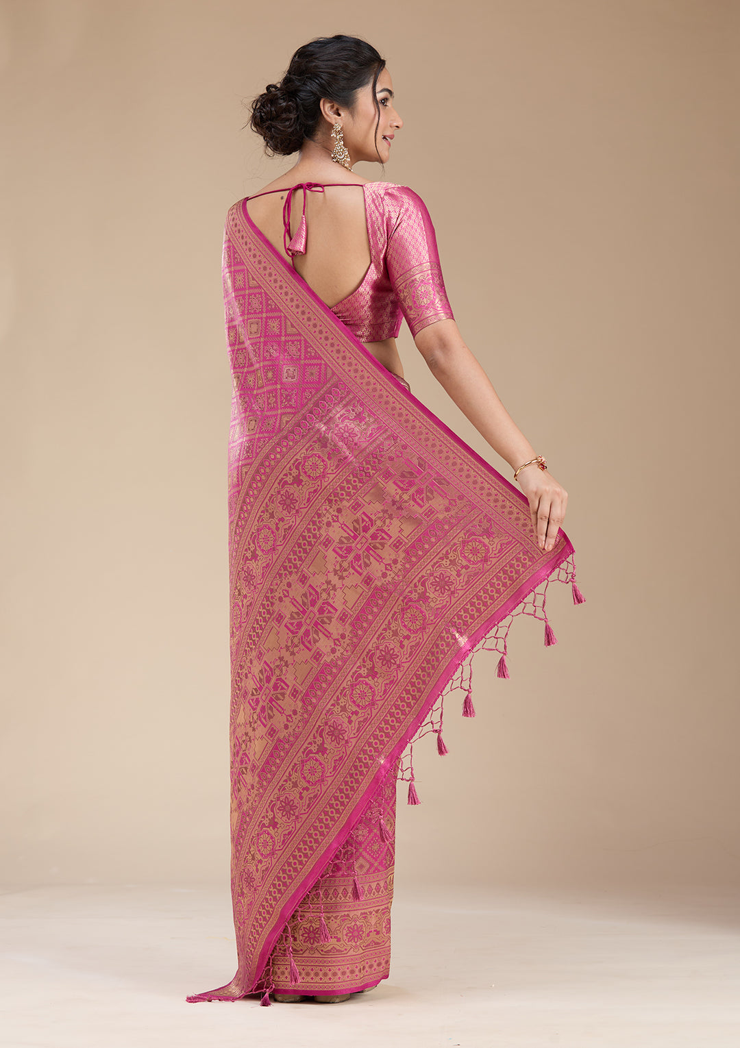 Rani Pink Banarasi Silk Saree