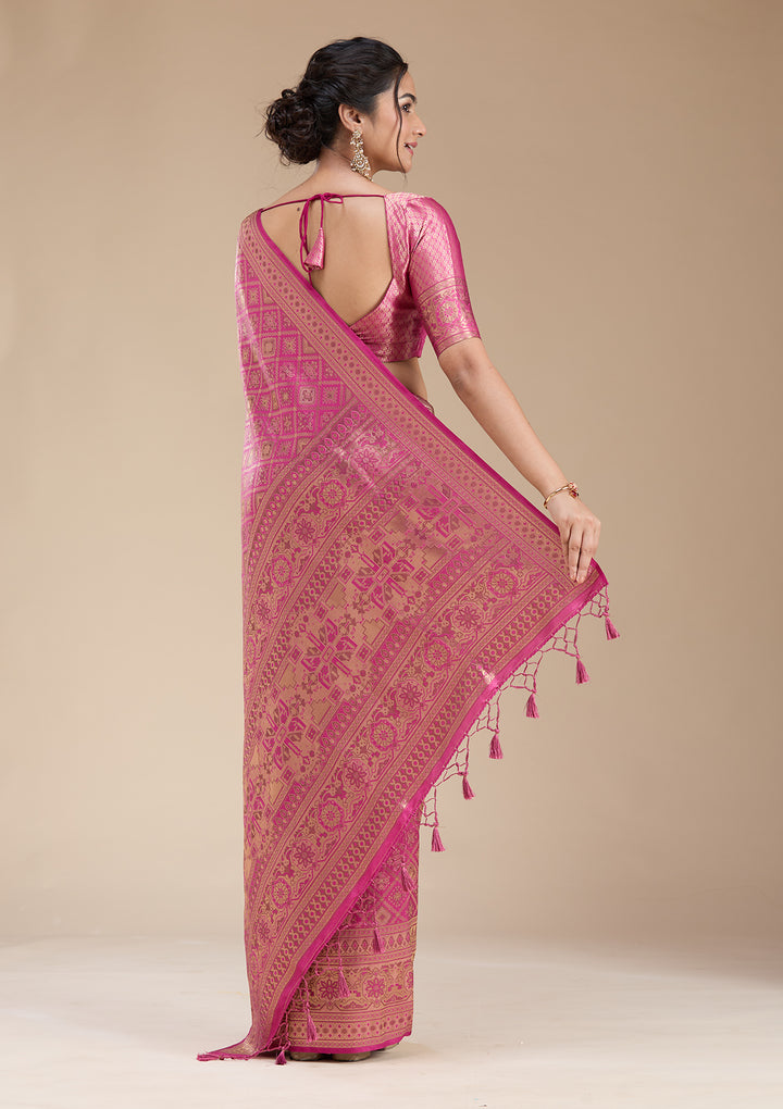 Rani Pink Banarasi Silk Saree