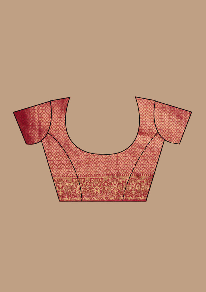 Red Silk Jaal Zariwork Saree With Matching Blouse Piece