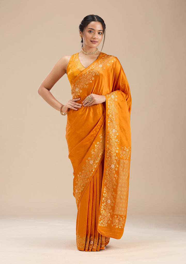 Mustard Banarasi Silk Saree