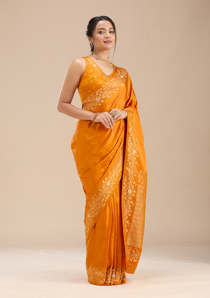 Mustard Banarasi Silk Saree