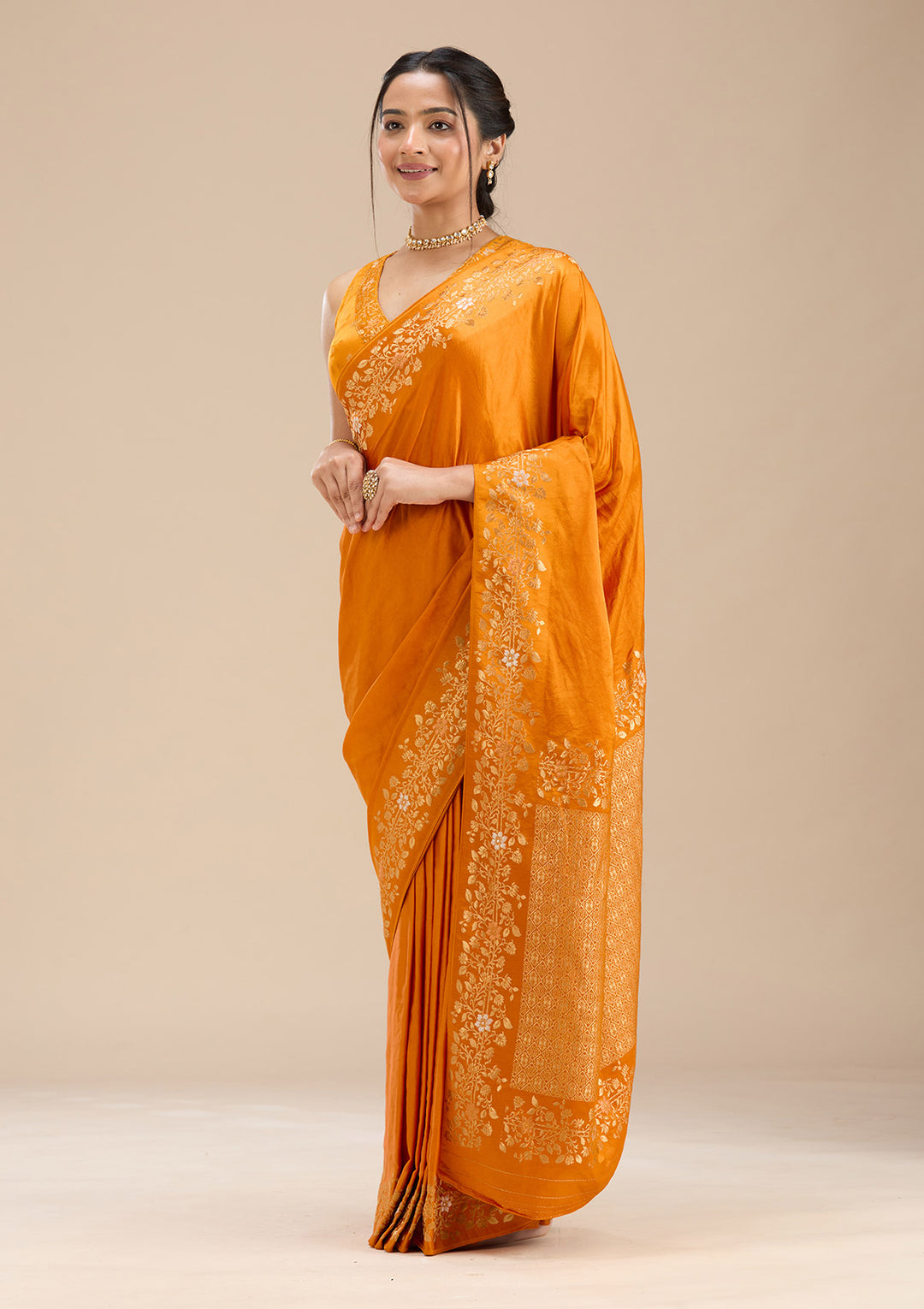 Mustard Banarasi Silk Saree