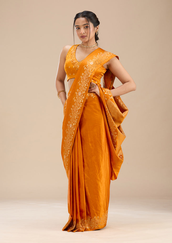 Mustard Banarasi Silk Saree