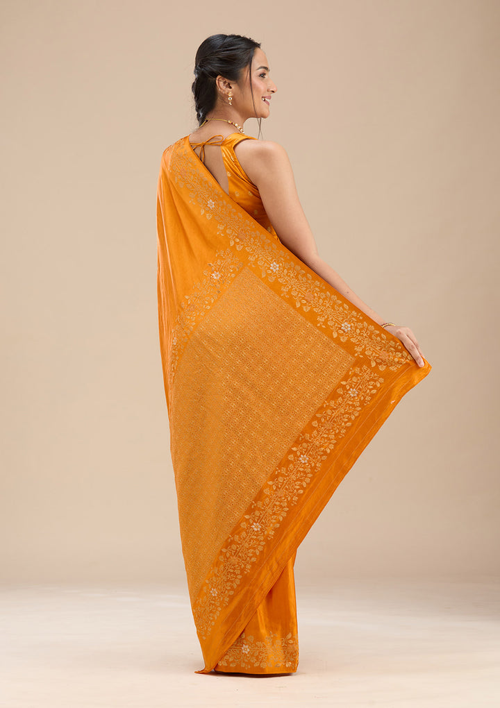 Mustard Banarasi Silk Saree