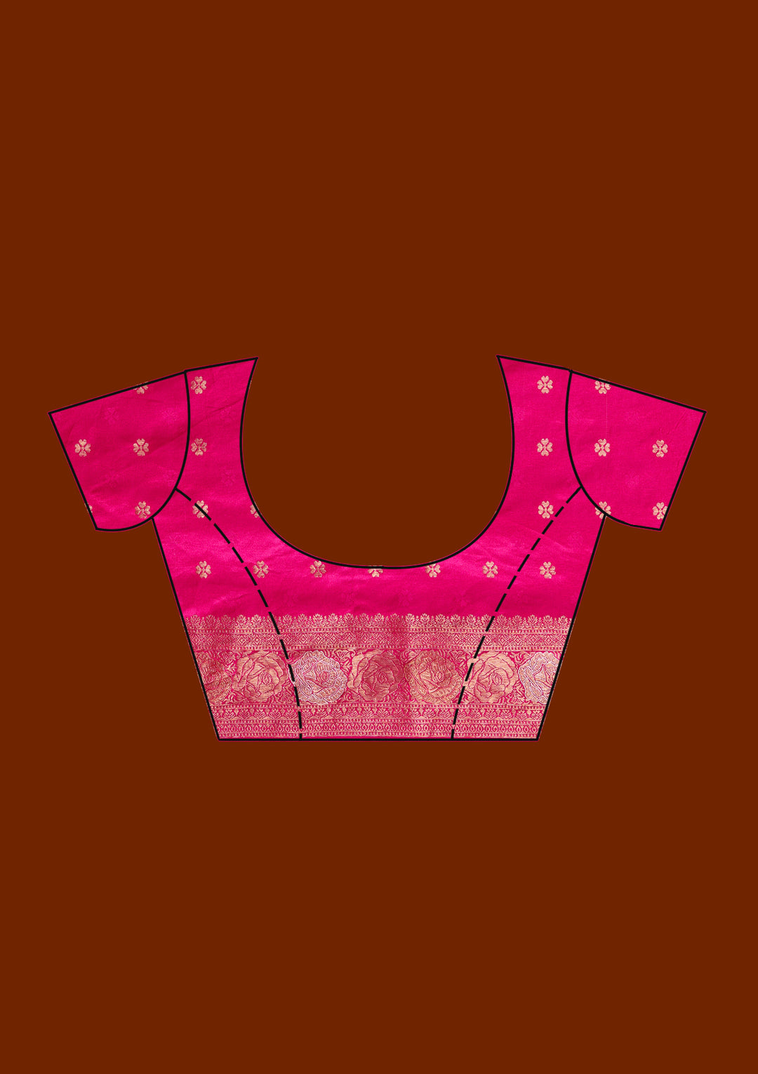 Rani Pink Silk Plain Zariwork Saree With Matching Blouse Piece