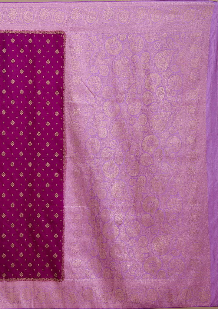 Purple Silk Buti Saree With Matching Blouse Piece