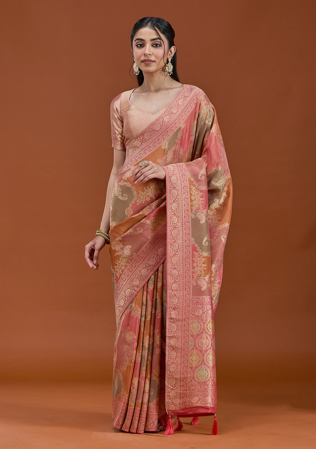 Pink Cutdana Chiffon Silk_Saree