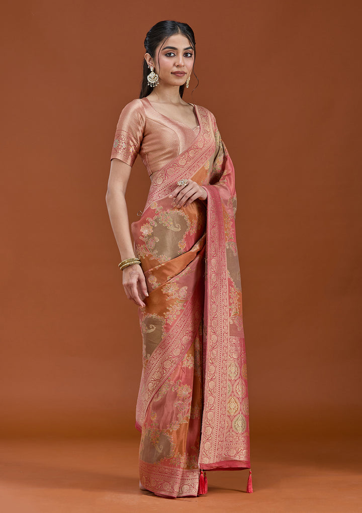 Pink Cutdana Chiffon Silk_Saree