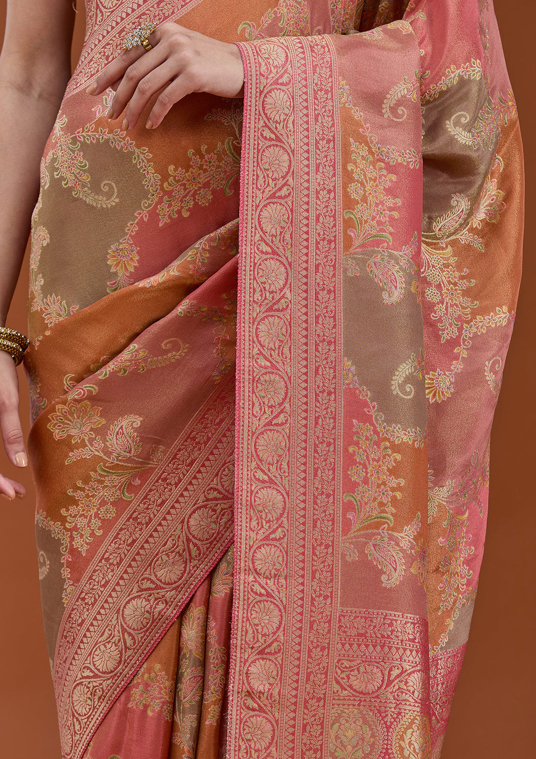 Pink Cutdana Chiffon Silk_Saree