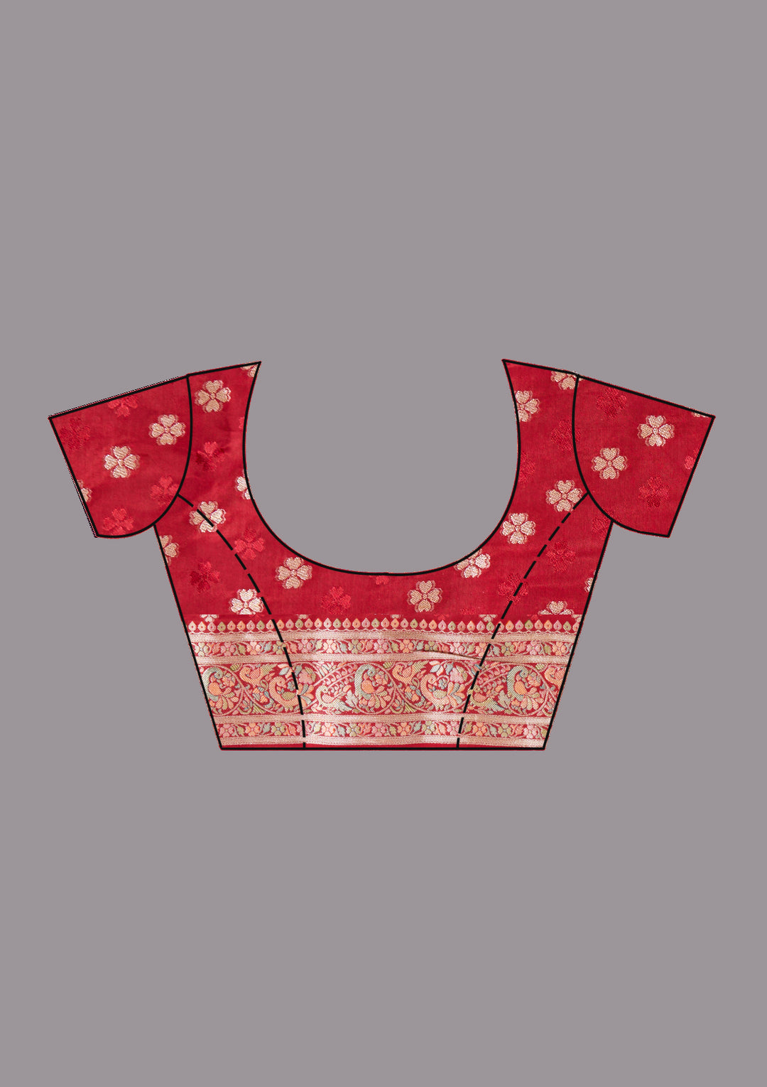 Red Silk Jaal Saree With Matching Blouse Piece