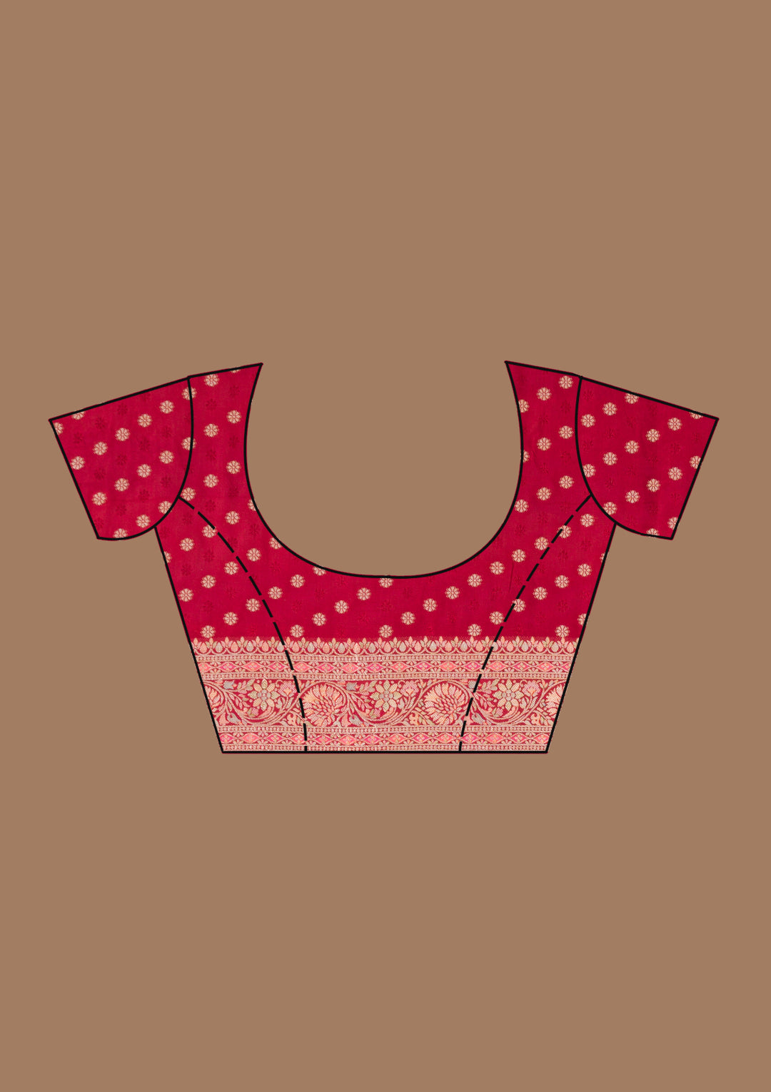 Red Silk Jaal Gold Zariwork Saree With Matching Blouse Piece