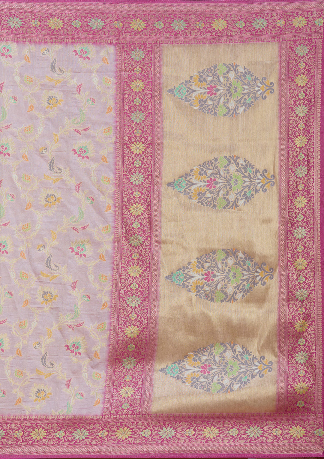 Lavender Silk Jaal Saree With Matching Blouse Piece