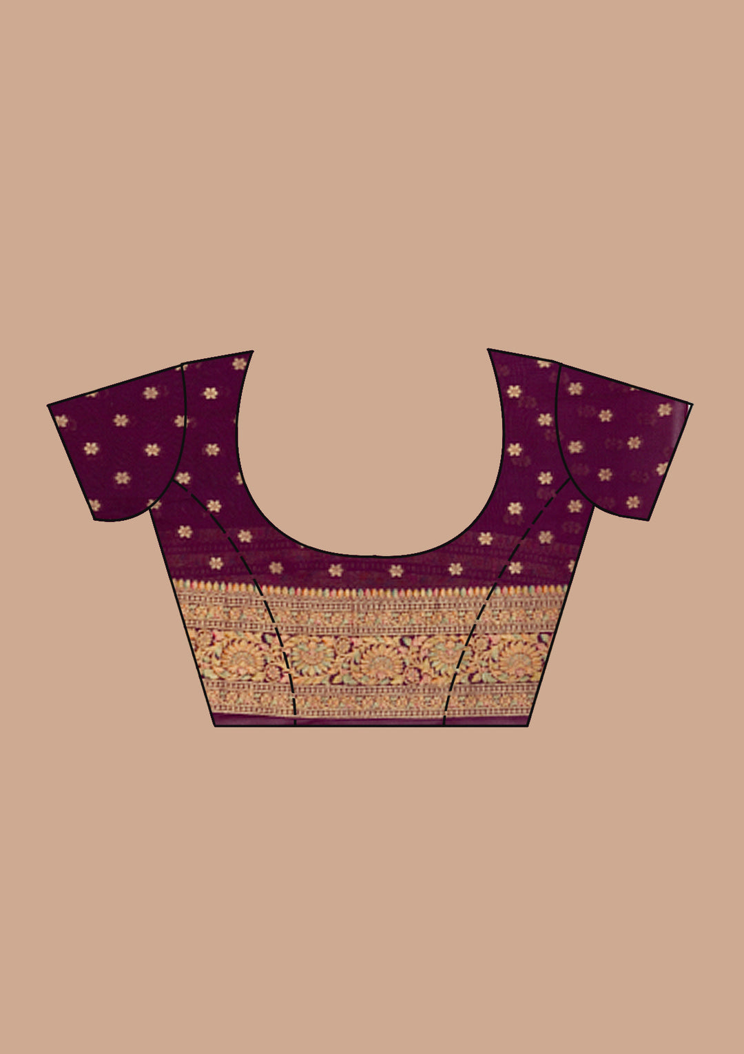 Purple Crepe Jaal Saree With Matching Blouse Piece