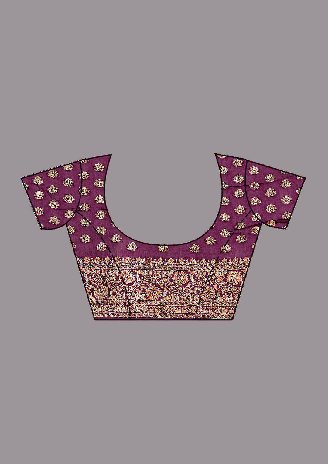 Purple Crepe Jaal Gold Zariwork Saree With Matching Blouse Piece