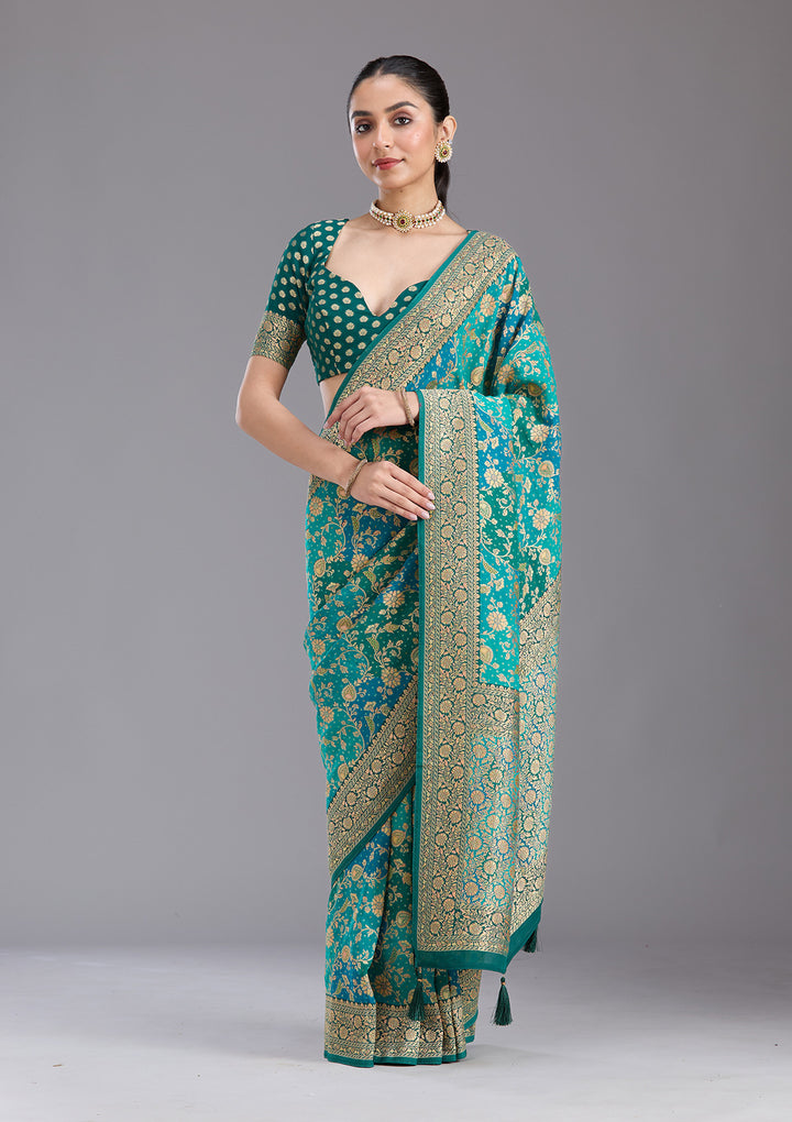 Rama Green Banarasi Silk Saree