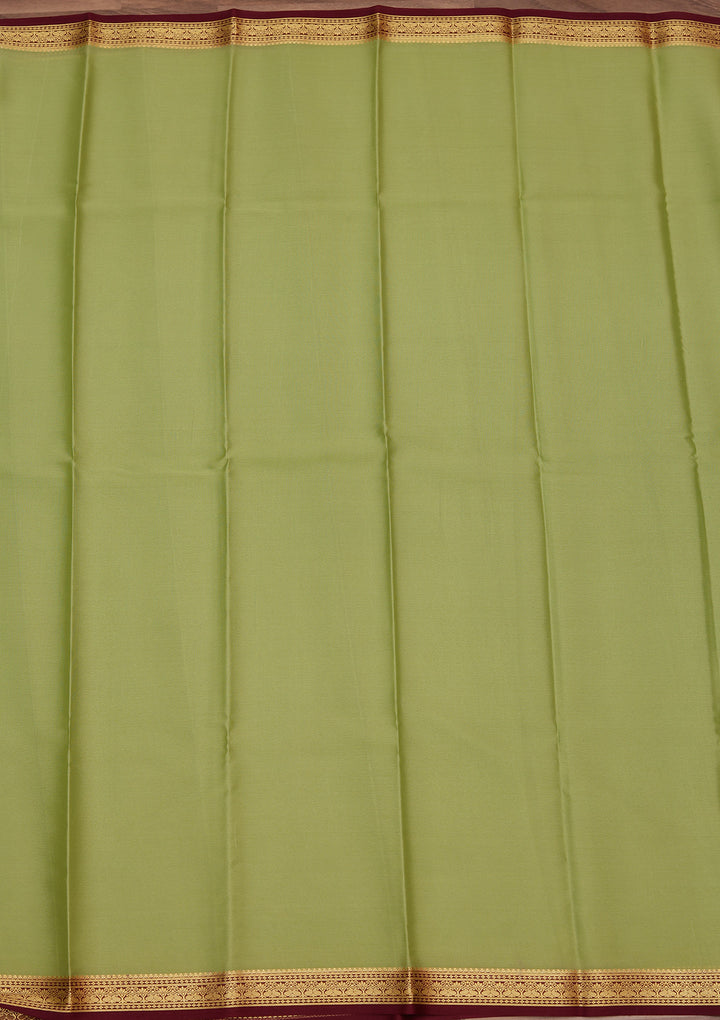 Pista Green Crepe Plain Saree With Matching Blouse Piece