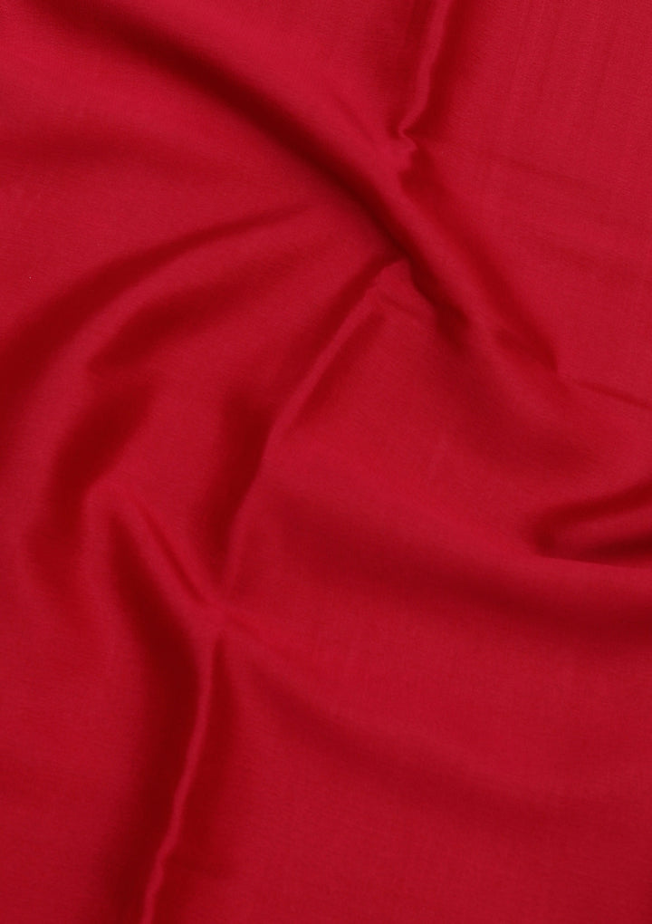 Rani Pink Crepe Plain Saree With Matching Blouse Piece