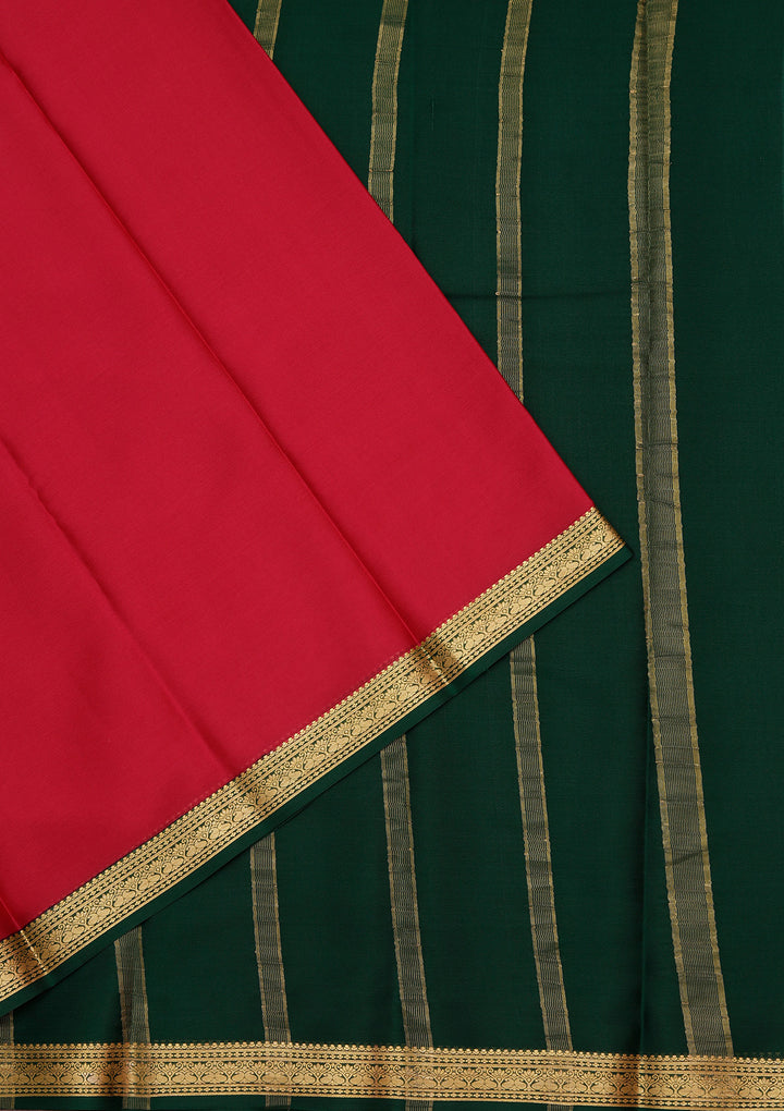 Rani Pink Crepe Plain Saree With Matching Blouse Piece