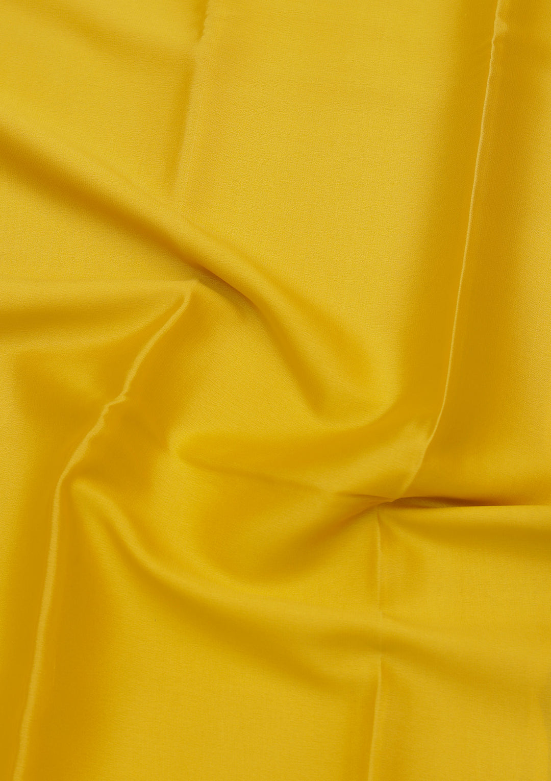 Yellow Crepe Plain Saree With Matching Blouse Piece