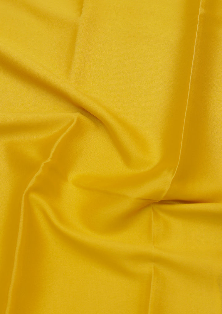 Yellow Crepe Plain Saree With Matching Blouse Piece