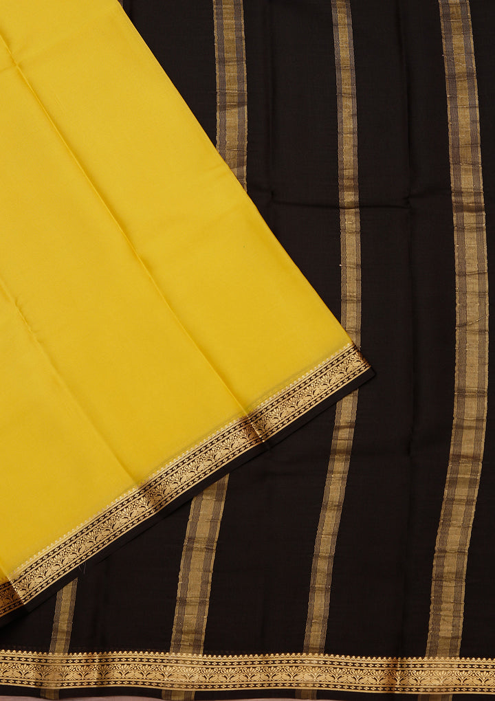 Yellow Crepe Plain Saree With Matching Blouse Piece