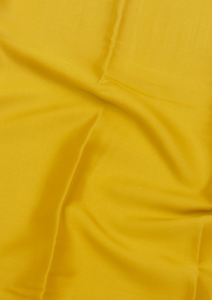 Yellow Crepe Plain Saree With Matching Blouse Piece
