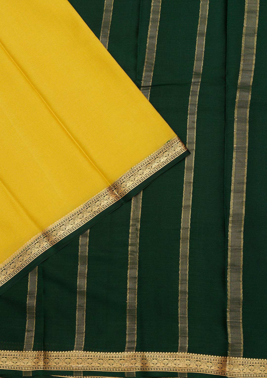 Yellow Crepe Plain Saree With Matching Blouse Piece