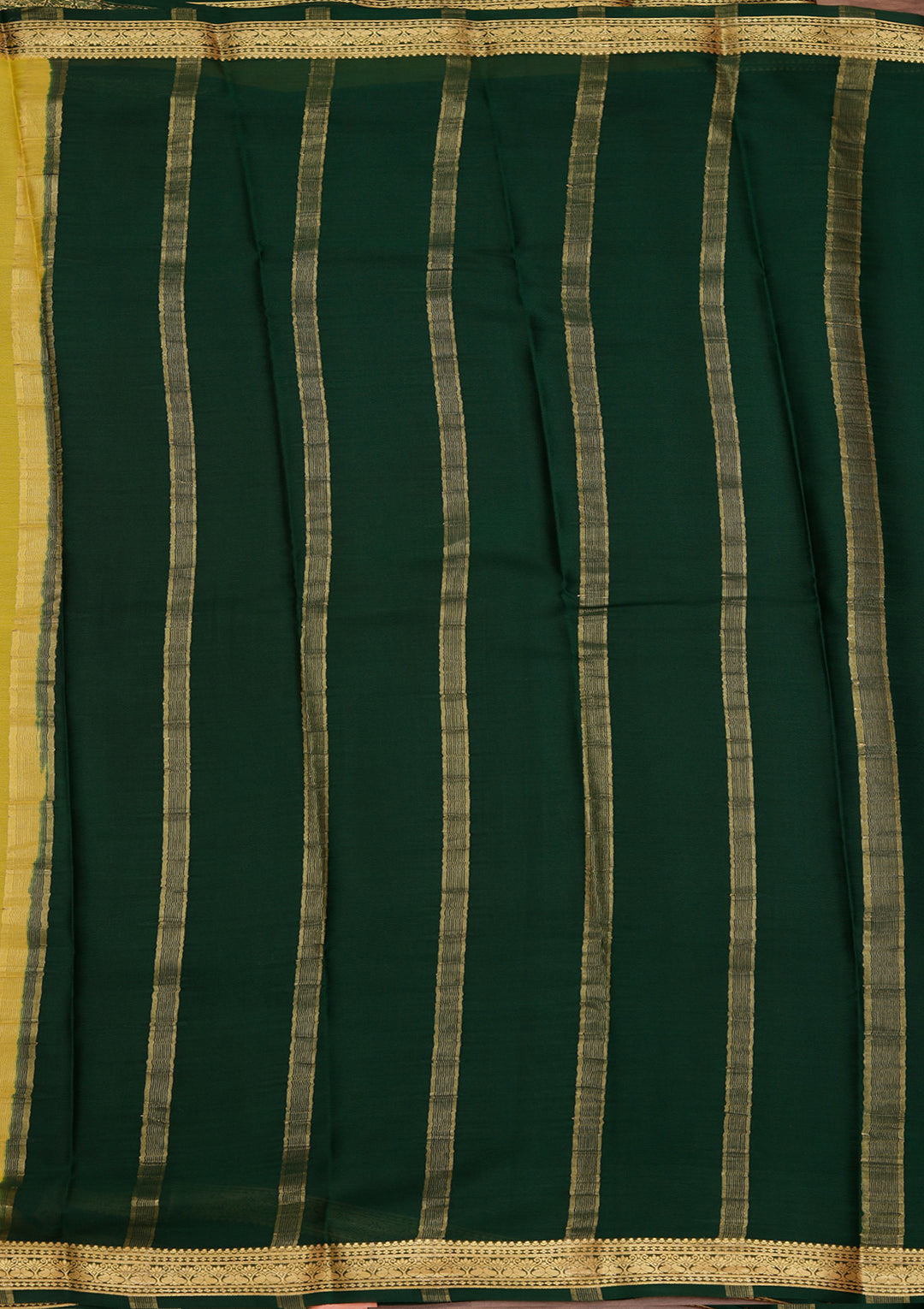 Yellow Crepe Plain Saree With Matching Blouse Piece