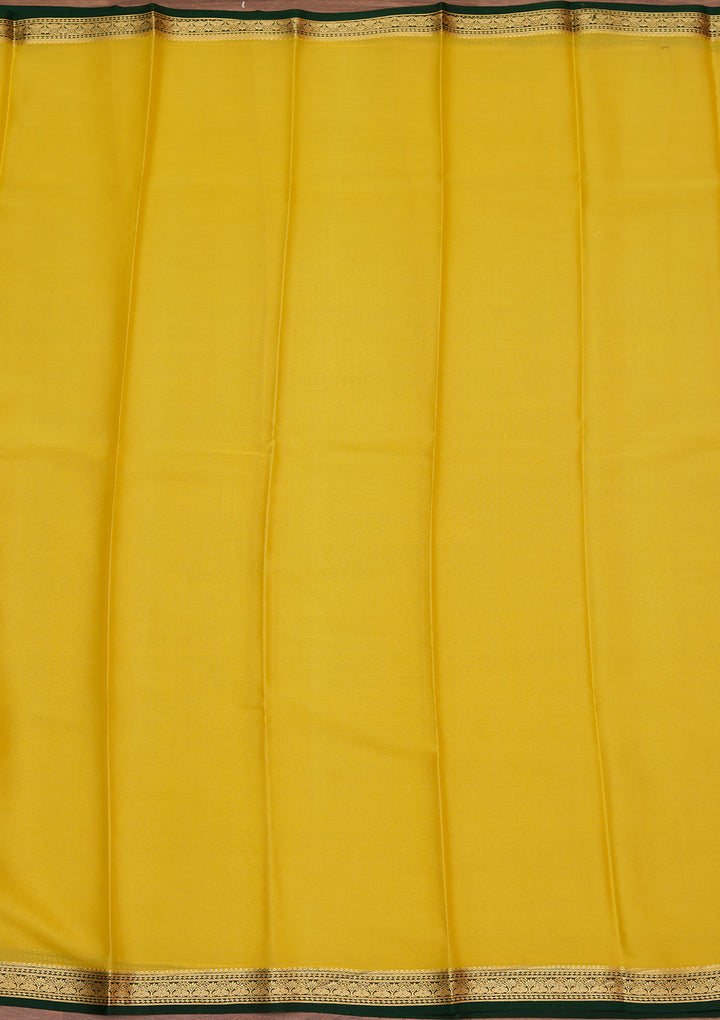 Yellow Crepe Plain Saree With Matching Blouse Piece