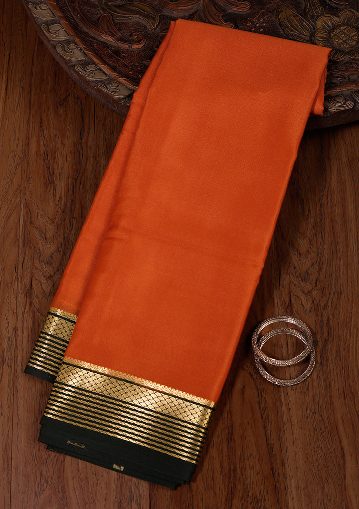 Brown Crepe Plain Saree With Matching Blouse Piece