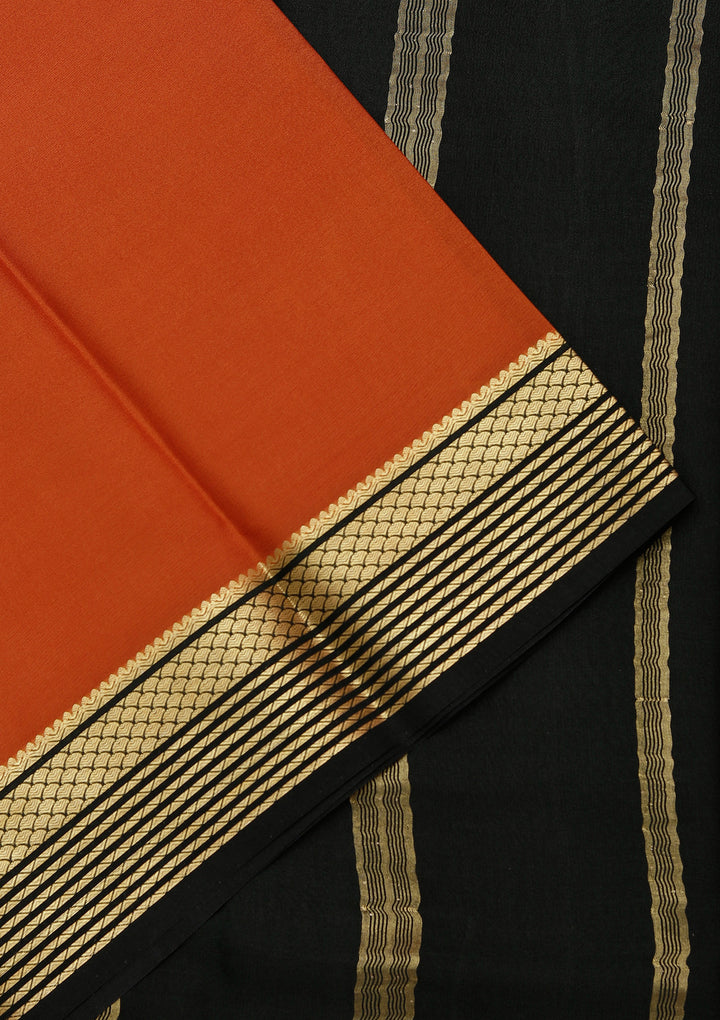 Brown Crepe Plain Saree With Matching Blouse Piece
