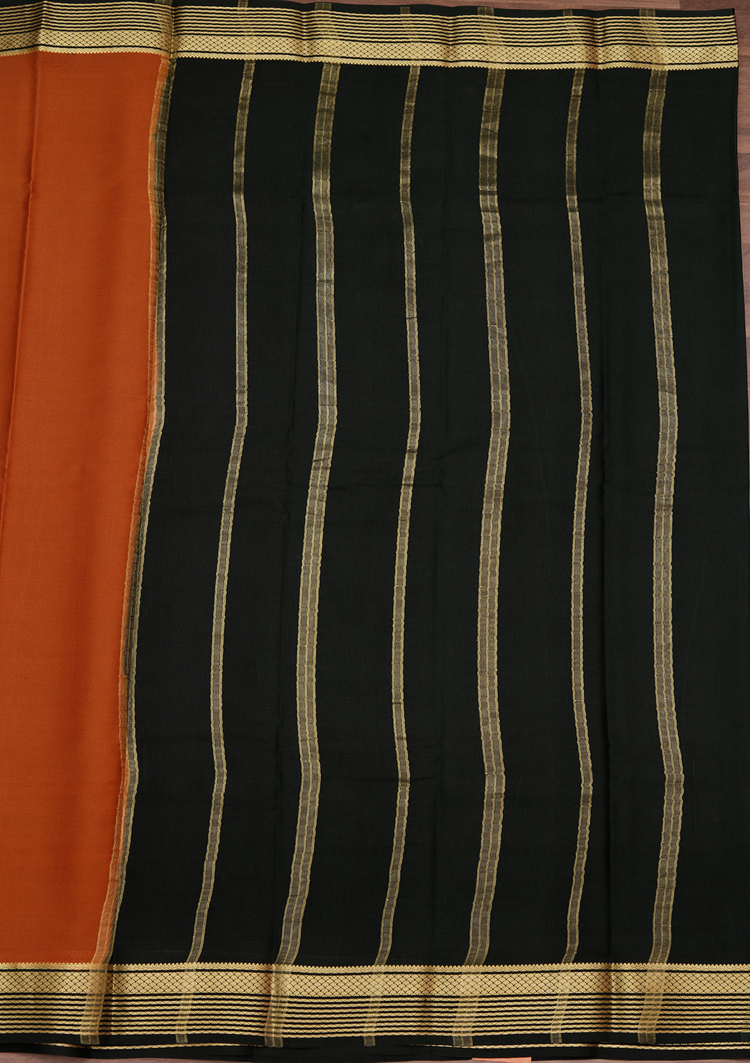 Brown Crepe Plain Saree With Matching Blouse Piece