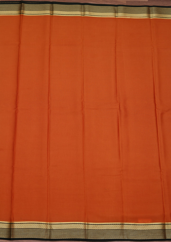 Brown Crepe Plain Saree With Matching Blouse Piece