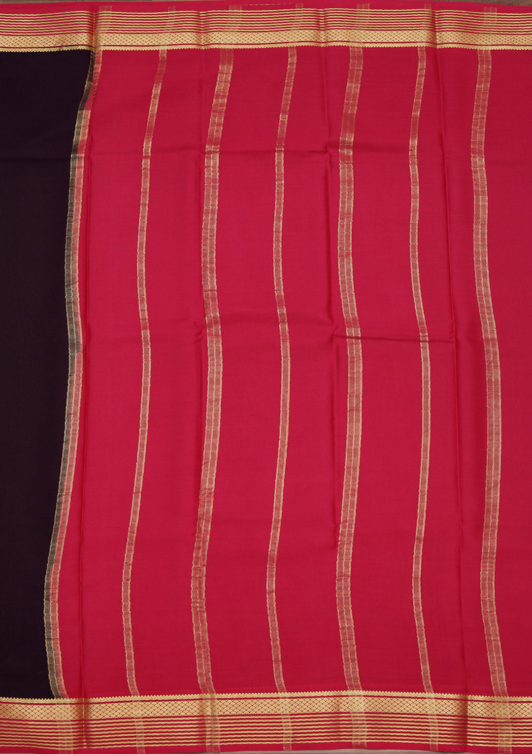 Navy Blue Crepe Plain Saree With Matching Blouse Piece
